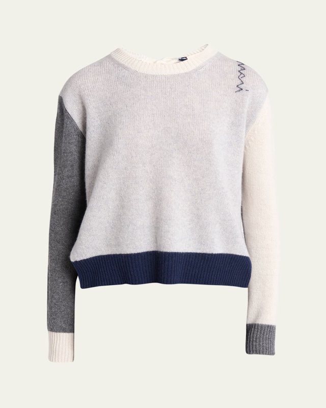 Colorblock Backless Cashmere Sweater